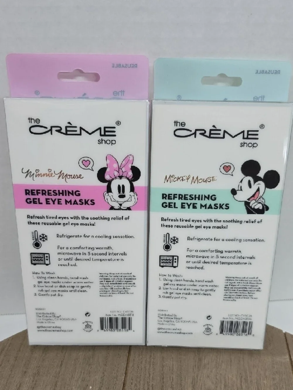 Disney Minnie & Mickey Glitter Gel Hot Or Cold Eye Masks Pink & Gold NWT